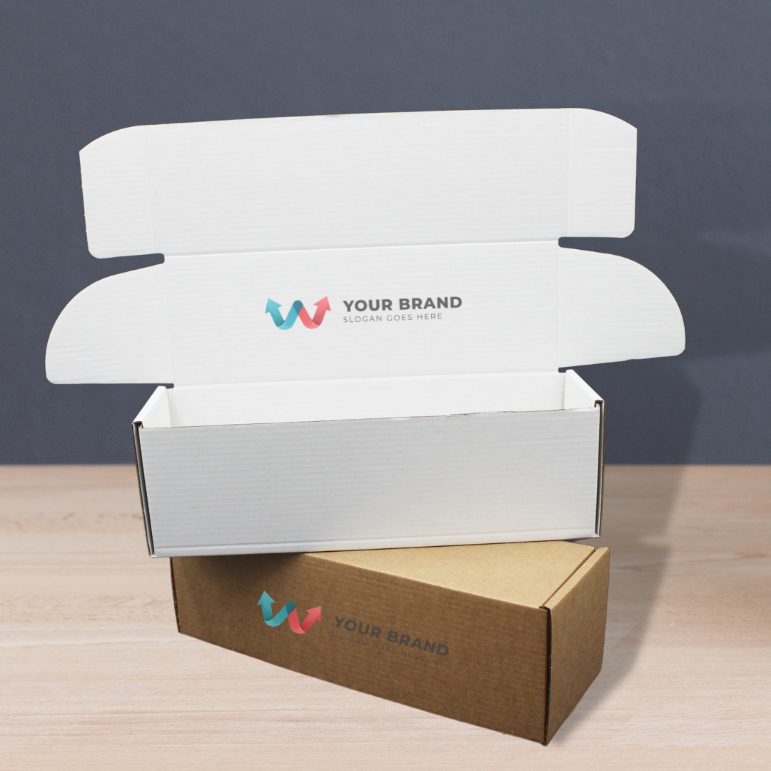 Fast Custom Printed Wine & Bottle Postal Boxes Brown & White